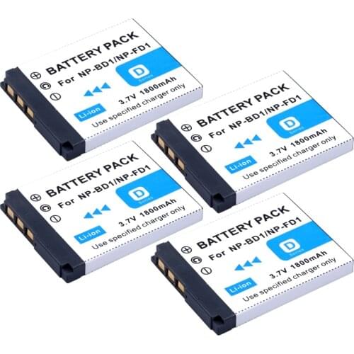 4Pcs PROBTY NP-BD1 NP BD1 Battery for Sony Cyber-shot DSC-G3 T2 T70 DSC-T75 DSC-T77 DSC-T90 DSC-T200 DSC-T300 DSC-T500 Camera
