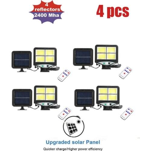 4pcs seperable 120LED Solar Lights Outdoor Motion Sensor Wide Angle Illumination Super Bright Waterproof Remote Wall solar Lamp