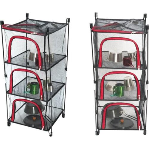 4 Layer Nylon Netting Collapsible Mesh Hanging Drying Dry Rack Net Food Dehydrator Storage Net Basket with Carrying Bag