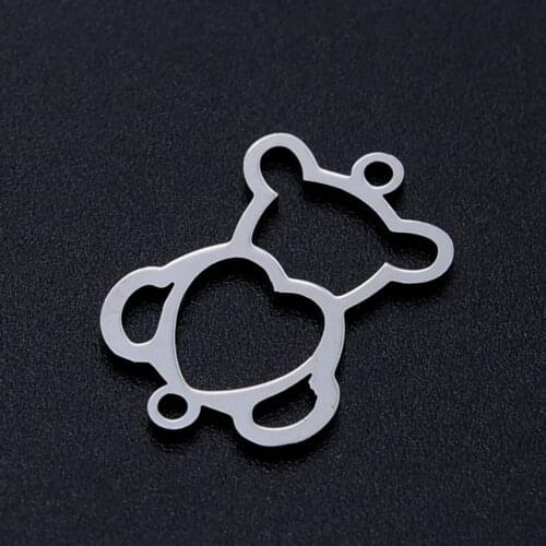 5pcs/lot Heart Bear diy Connector Charms Wholesale 100% Stainless Steel Custom Finding Connectors Never Rust Laser Cut Jewelry
