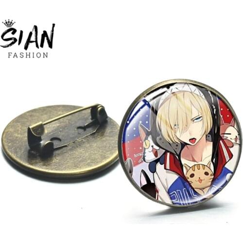 SIAN Hot Sale Anime YURI on ICE Collect Brooch Japanese Cartoon Figure Victor Nikiforov Yuri Katsuki Cool Bag Badges Collar Pin