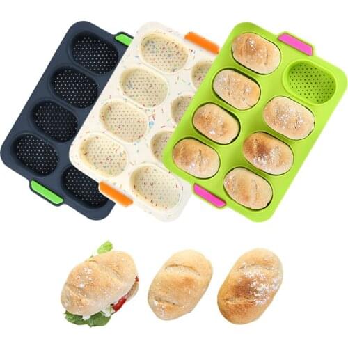 8 Grids Non-stick Silicone Bread Baking Mold Fench Bread Forms Tray Baguette Loaf Baking Pan Bakery Tools