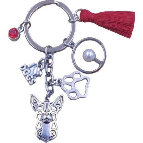 Chihuahua Dog Animal Purse New Cute Sun Style Keychain Key Ring Pet Tassels Women Men Boy Jewelry Gift Drop Shipping K034-035