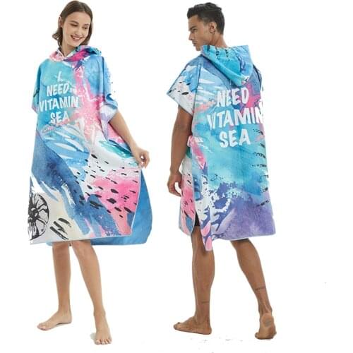 Quick Dry Microfier Wetsuit Changing Robe Poncho for Beach Pool Swim, Beach Towel Poncho