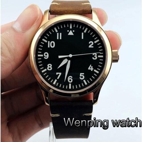 42mm Corgeut rose gold case sapphire glass black dial automatic Watch dial white mark mens luminous hand watch