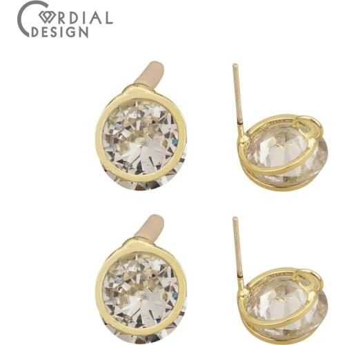 Cordial Design 50Pcs 10*12MM Jewelry Accessories/Rhinestone CZ Earrings Stud/Claw/Round Shape/Hand Made/DIY Earrings Making