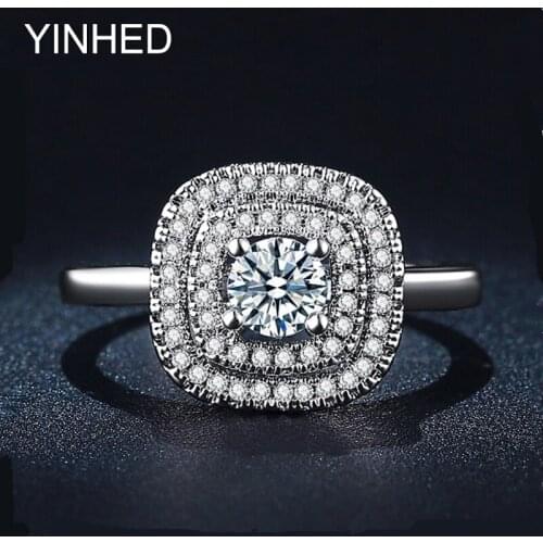 Elegant Luxury Wedding Rings for Women Solid 925 Sterling Silver Ring Sona CZ Diamant Engagement Ring Tiny CZ Pave Jewelry ZR195