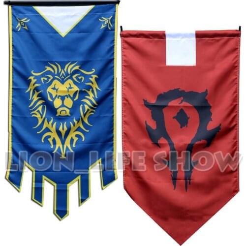 WOW World of Warcr Alliance Horde Banner Embroidery triangle Flag Dacron Cosplay Accessory Movie