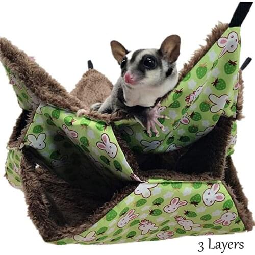 Pet Hammock Double-layer Plush Soft Winter Warm Hanging Nest Sleeping Bed Small Pets Hamster Squirrel Chinchilla House