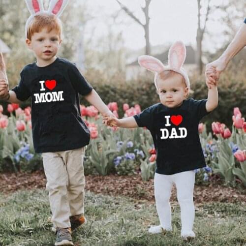 I Love Mom/Dad Kids tshirt Boy Girl t shirt For Children Cotton Toddler Clothes Funny Family Matching Kids Top Tees 1-10Y