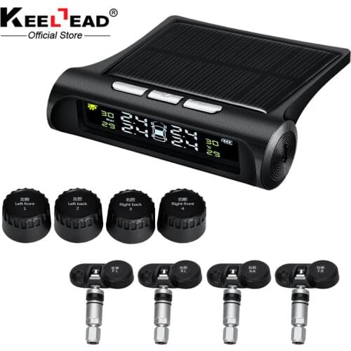 KEELEAD Smart Car TPMS Tyre Pressure Monitoring System Solar Power charging Digital LCD Display Auto Security Alarm Systems