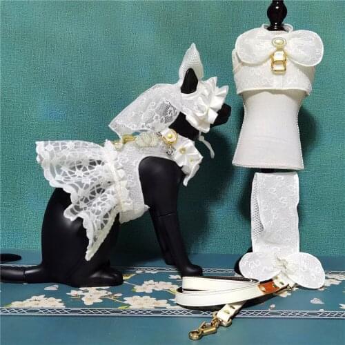 Handmade Pet Dog Wedding Dress Lace&Bow Cat Puppy Princess Dresses Party Apparel