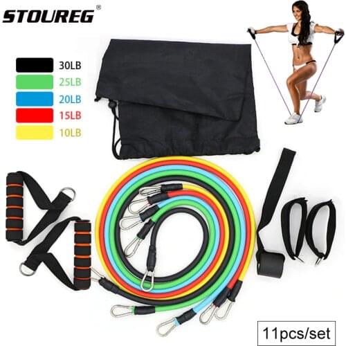 11Pcs/Set Latex Resistance Bands Crossfit Training Exercise Yoga Tubes Pull Rope Rubber Expander Elastic Bands Fitness Equipment
