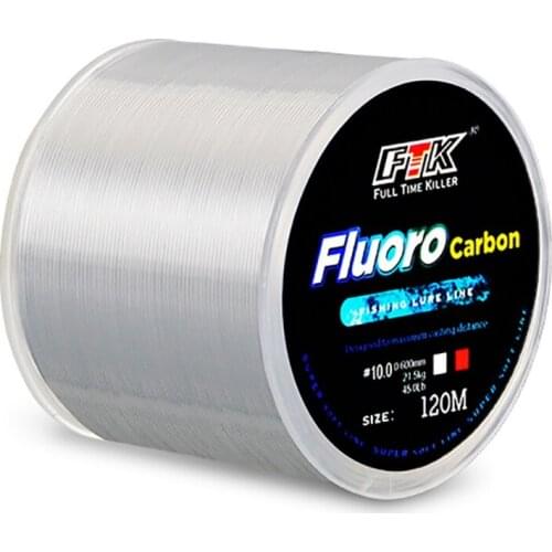 120M Fluorocarbon Coating Fishing Line Nylon Line 7.15LB-45LB Carbon Fiber Leader Line Fishing Lure Wire Sinking Line ML