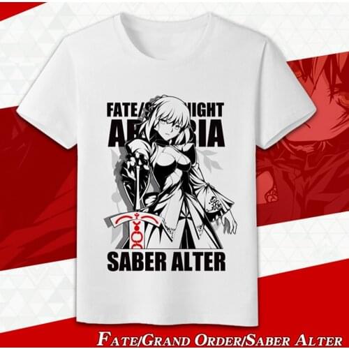 MGFHOME AnimeJK Fate Stay Night Saber Alter Cosplay Shirt T-Shirt Fate Grand Order FGO Arturia Tops Tee Women Men tshirt Cartoon