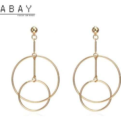 Fashion Round Combination Earrings Women New Simple Versatile Hollow Metal Personality Creative High Quality Female Ear Pendant