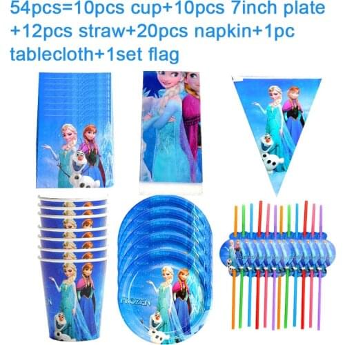 New Disney Frozen 2 Anna Elsa Princess Happy Birthday Party Disposable Tableware Set Napkin Cup Plate Party Decoration Supplies