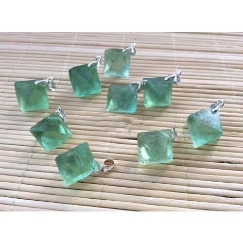 Natural fluorite crystal, colorful fluorite crystal irregular stone pendant, necklace household decoration