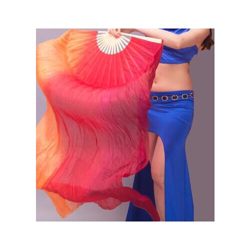 New 1.8M Hand Made Belly Dance Dancing Silk Bamboo Long Fans Veils Art Colorful 180cm Fire