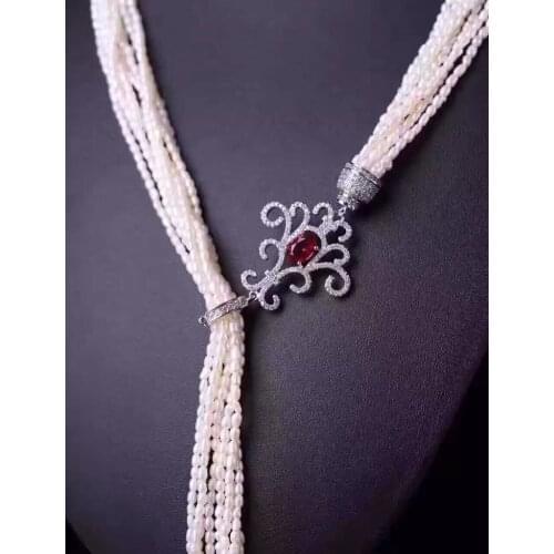 Very beautiful! Sweater Pearl Necklace Natural 3-4MM Freshwater Baroque Pearl Necklace 32inch