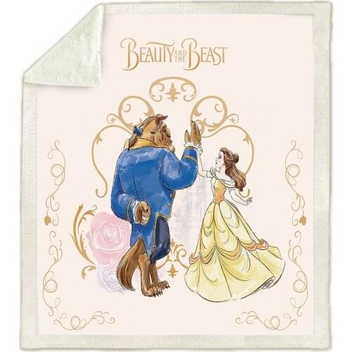 Disney Cartoon Sherpa Blanket Beauty and Beast Bedding Sherpa Blankets Kids Children Girls Birthday Gifts Bedroom Home decorate