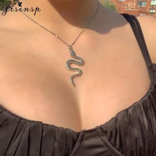 Stainless Steel Snake Necklace for Women Men Animal Dangle Pendant Necklaces Minimalist Style Fashion Female Jewelry Gift
