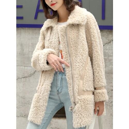 Fashion High Quality Sheep Shearing Coat 100% Wool Female Jacket Soft Warm Wool Womens Fur Coat Womens Clothing Casaco Zjt371