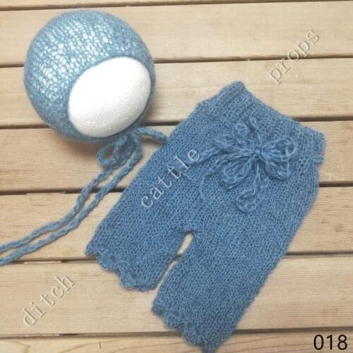 Handcraft Baby hand Knit Mohair Bonnet & pants on Baby Shower Gift,Baby Photography Props