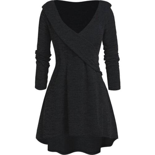 Stylish Bar Shirt Women Autumn Winter Draped Long Sleeve Irregular V-Neck Loose Camiseta Pullover Tops Blusas Feminina Plus Size