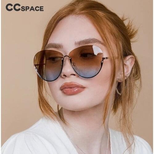 SU237 Impeccable Modern Flair Oversize Semi-Rimless Glam Fashion Eyewear Half Moon Women Sexy Eyeglasses Frame pilot Ladies