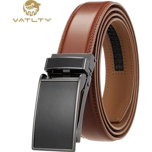 VATLTY 2021 Fashion mens genuine leather belt hard metal quick release buckle high quality natural cowhide suit belt for men