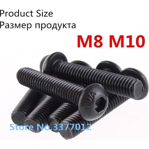 1pcs/lot SZ002-4 M8 M10 10.9 grade carbon Steel yuan cup Half round pan head black Hex Socket Head Cap Screw