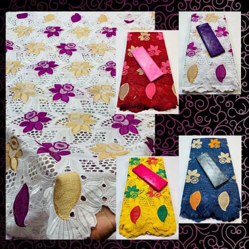 2.5+2.5 Yards African Fabric Bazin Riche Floral Leaf Cotton Mesh Brocade Jacquard Fabric Vestidos 2318B4