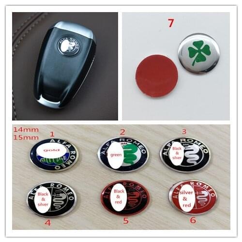 20pcs 11mm 14mm 15mm Gold Green Black ALFA ROMEO Car Logo Key Fob Emblem Badge Sticker for Mito Giulietta Spider GT Brera