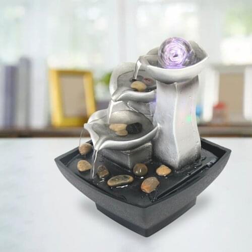 3-Tier Tabletop Fountain Automatic Pump Meditation with LED Light for Indoor