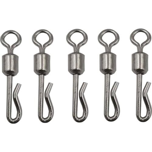 30Pcs/Lot Fishing Connector Pin Bearing Rolling Swivel Fast Stainless Steel With Interlock Snap Fishhook Lure Fishing Tackle