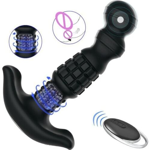 360 Degree Rotating Dildo Anal Vibrator Male Prostate Massage Wireless Vibrator Rotation Anal Plug Dilator Big Butt Plug Sex Toy