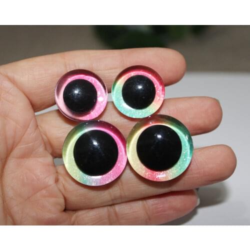 60pcs/lot-- 16mm/20mm/25mm 3D glitter clear safety toy eyes +Rainbow glitter fabric+white washer for doll finding--size option