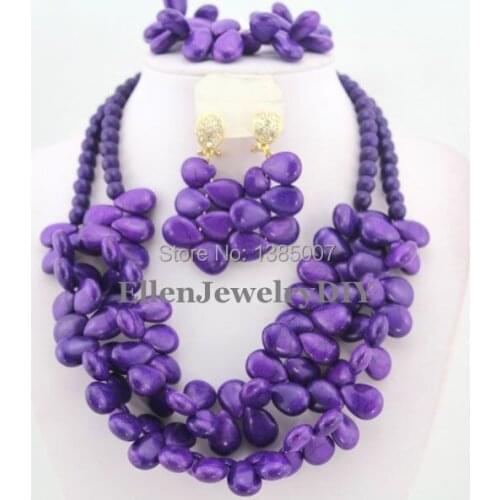 African Jewelry Set Nigerian African Wedding Beads Jewelry Set Beads Necklace Set Free Shipping TL1686