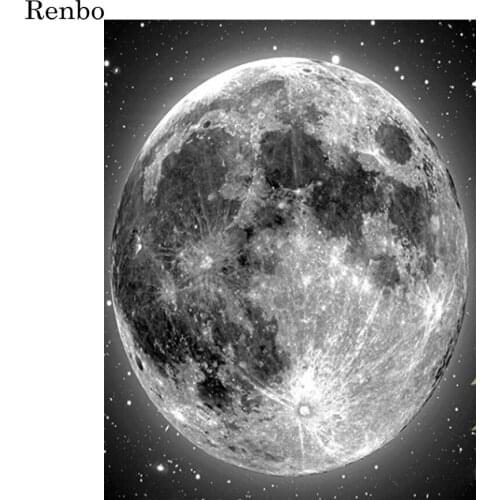 5D Diamond Painting DIY Diamond Embroidery Mosaic Moon Full Drill Square Planet Black And White Art Rhinestone Handmade Decor