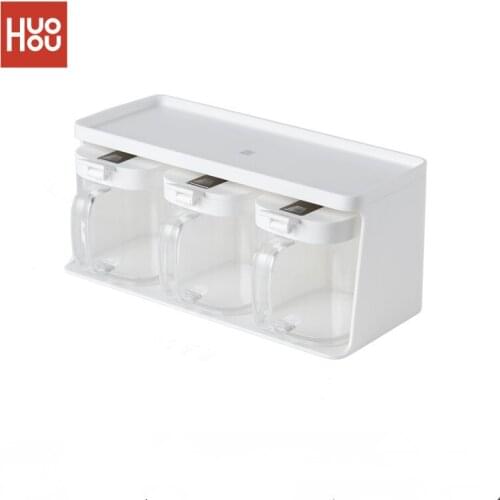Youpin HUOHOU Automatic Seasoning Box Crude Fine Mouth Free Punch Spice Jar Seasoning Box Salt Sugar Spices Kitchen Tool Storage