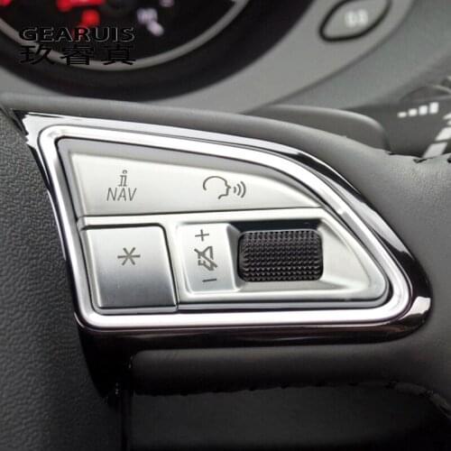 Car styling Atuo steering wheel switch buttons Trim Frame decoration Covers stickers for Audi Q3 2013-2018 Interior Accessories