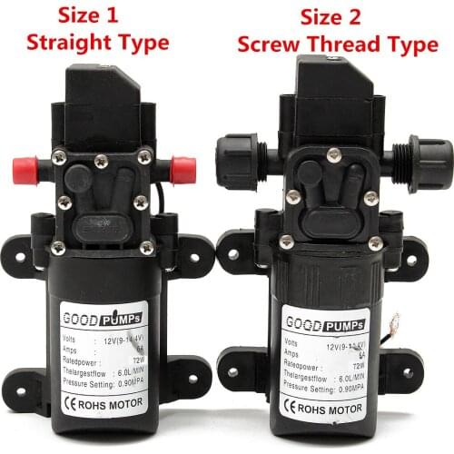 Black Durable DC 12V 130PSI Water Pump Agricultural Electric Micro High Pressure Diaphragm Water Sprayer Car Wash 12 V