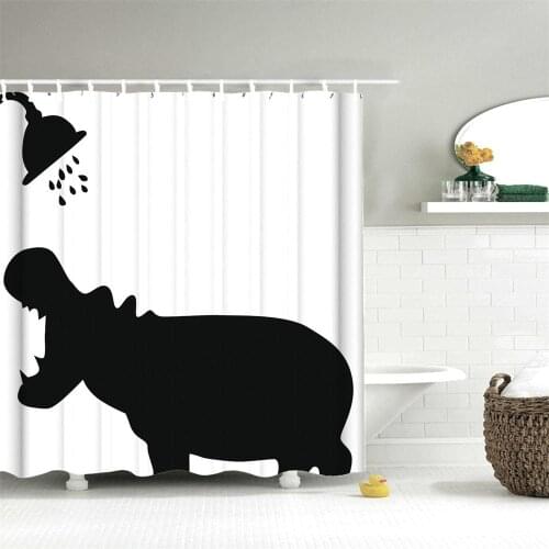 Dafield Cute Black and White Shower Curtain Fabric Bath Set Stick Figure Head Water Drop With Hooks