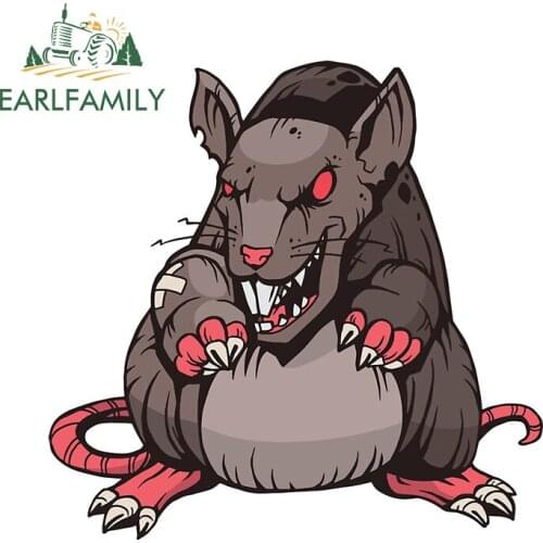 EARLFAMILY 13cm x 12.9cm Funny Car Stickers For Horror Rat Cartoon Decal Auto Laptop Windshield Waterproof Occlusion Scratch