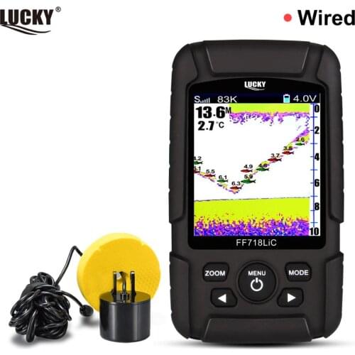 Russian menu!LUCKY FF718LiCD-T 2.8" Color LCD Portable Fish Finder 200KHz/83KHz Dual Sonar Frequency 328ft Detection sonar