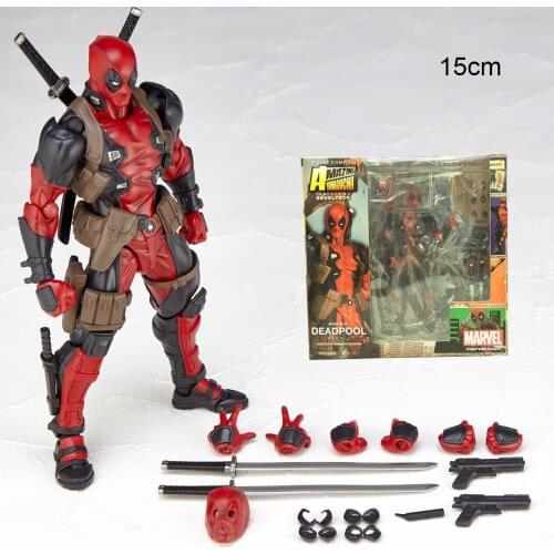 Disney Marvel Ultimate Action Figure Deadpool Model Toy Collection Movable Joints Changable Face Boxed Hand-made Model Ornament