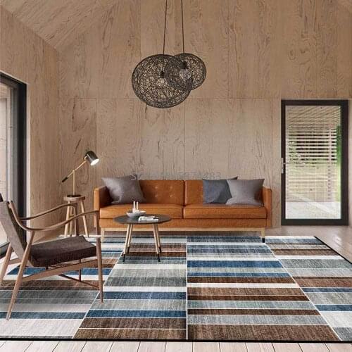 Geometric Stitching Blue Gray Brown Small Stripes Kitchen Living Room Bedroom Bedside Carpet Floor Mats Custom