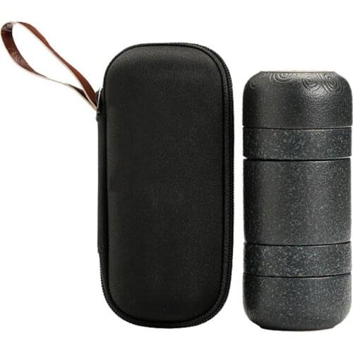 A pot of four cups travel tea set portable bag portable teapot Teapot Tea Cup purple sand