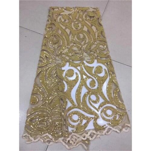 Royal Blue 2019 African Lace Fabric With Sequins Latest Fabric High Quality Velvet Tulle Sequins Lace Fabric For Dress gold